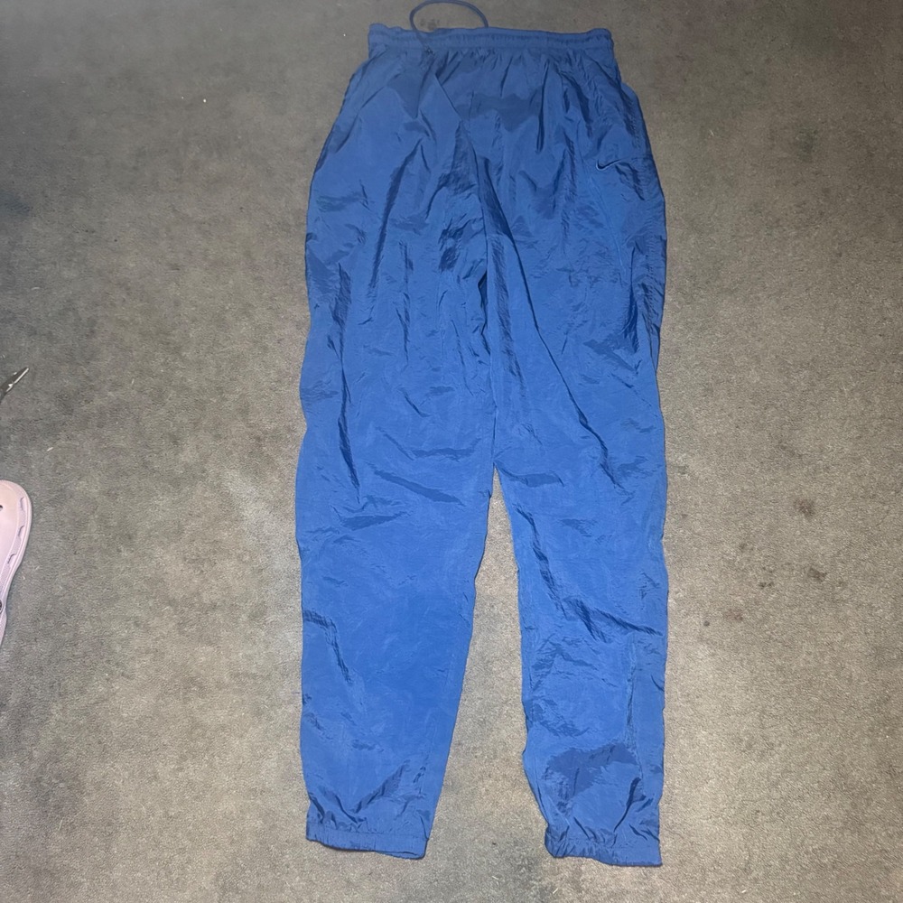 Nike Vintage Royal Blue Nylon Windbreaker Track Pants Kids Large 12-14 Swoosh